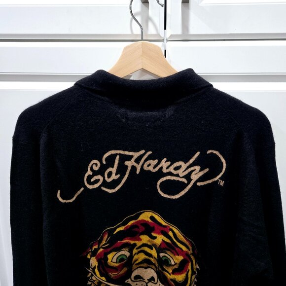 Ed Hardy Vintage Intarsia-Knit Tiger Logo Cashmere Jumper - Picture 8 of 15